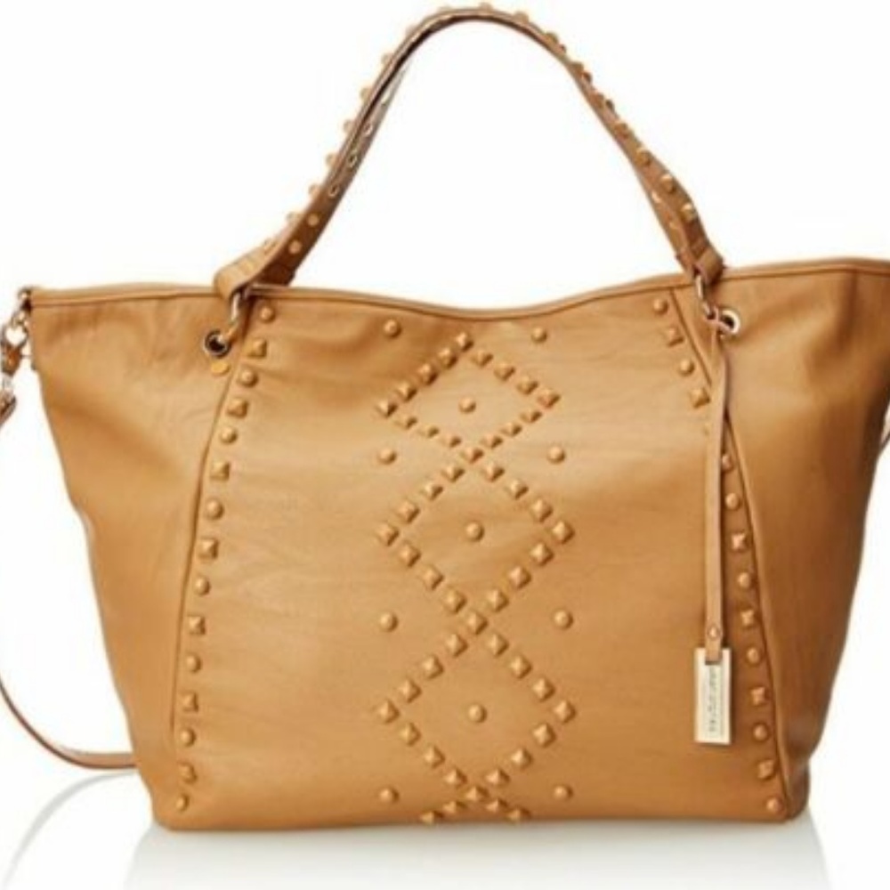 Atomic Studs Tan Brown Hobo Vegan Crossbody Tote